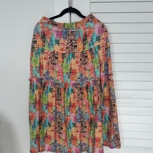 Eva Franco Colorful Cityscape Midi Skirt